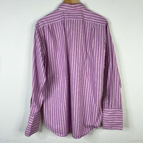 Polo Ralph Lauren Button Down Shirt Mens 16/33 Pink Striped Curham Classic Fit - Picture 6 of 6